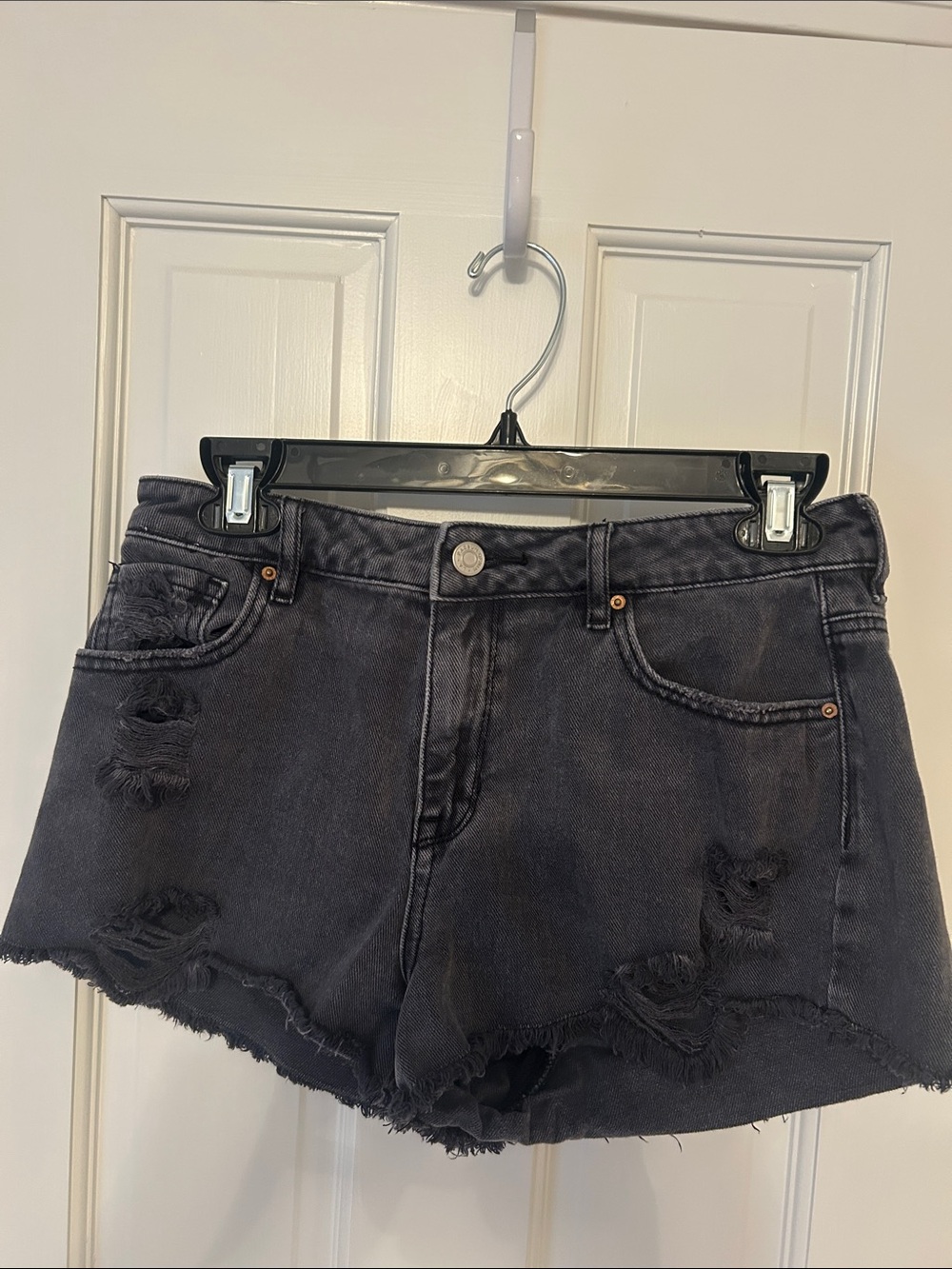PacSun Black Distressed High-Rise Denim Shorts